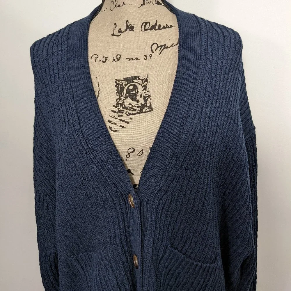 NWT J. Crew Cropped Patch Pocket Beach Cardigan Sweater Navy Size 2XL AY828